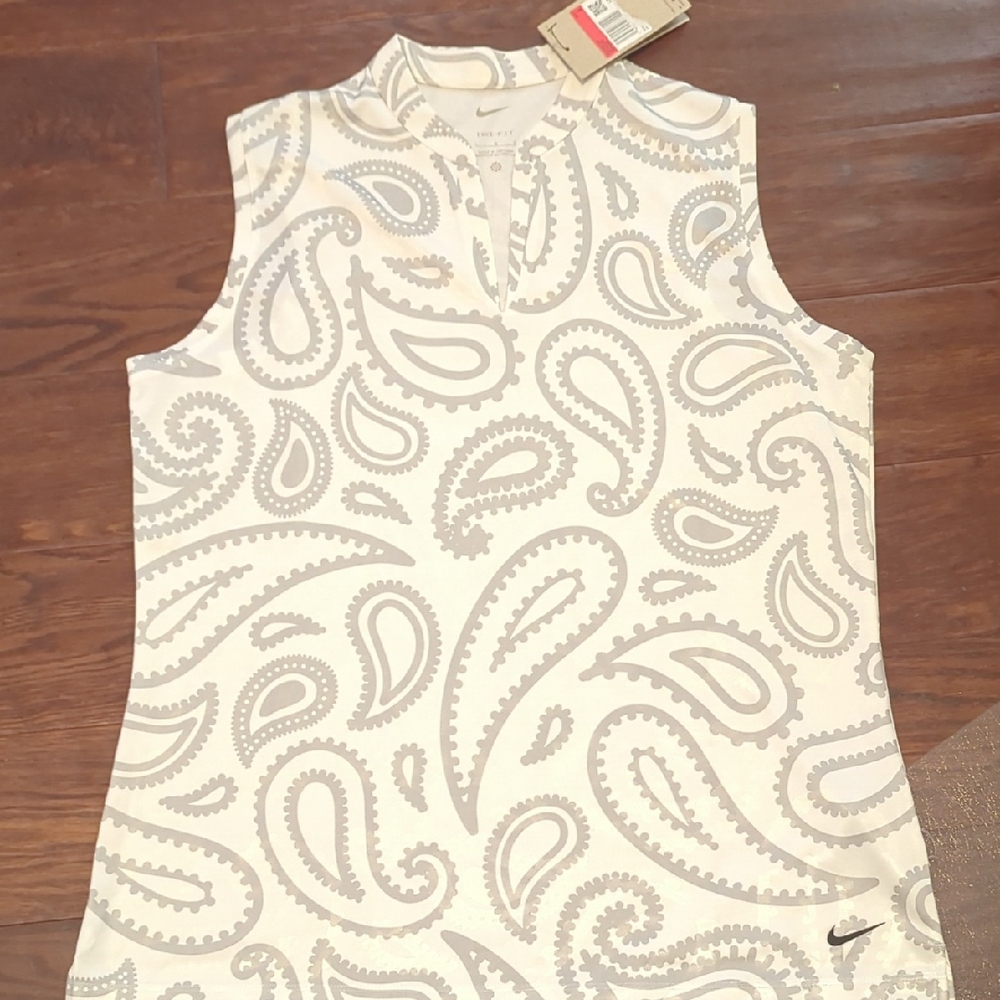 Nike Women's Tank Top - White and Gray Paisley